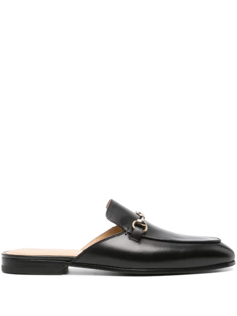 Scarosso horsebit-detail leather slippers Black ENRICOMULEBLACALF