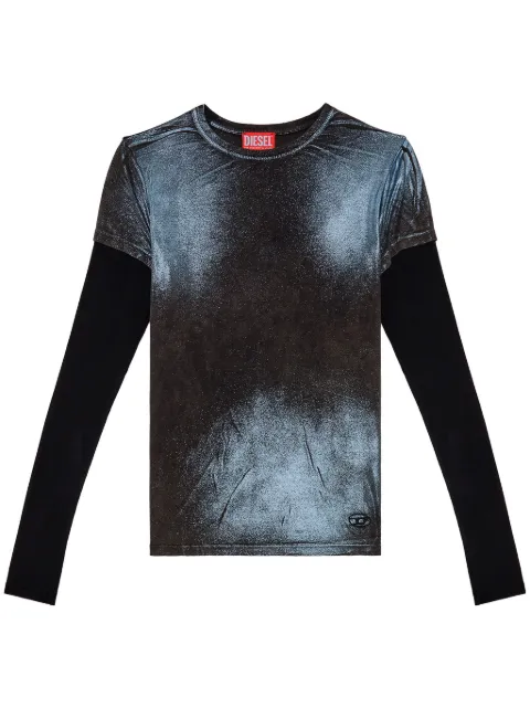 Diesel T-Miwa layered acid-wash T-shirt Black A121620DPAN