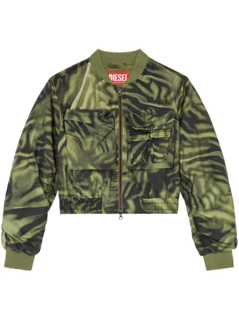 Diesel G-Khlow zebra-print bomber jacket Green A122140WGAL