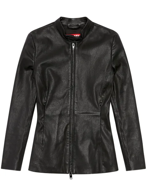 Diesel L-Sory-N1 logo-appliqué leather jacket Black A122200THAF9XX