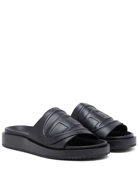Diesel Sa-Slide D Oval W logo-embossed slides Black Y03300PS064