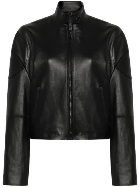 Acne Studios logo-embossed leather jacket Black A70169