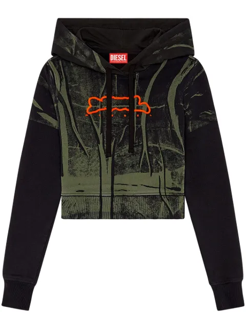Diesel F-Slimmy-Hood cropped cotton hoodie Green A125470AMDV