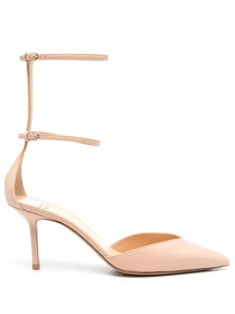 Francesco Russo double-strap 75mm leather pumps Neutrals R1P940N200