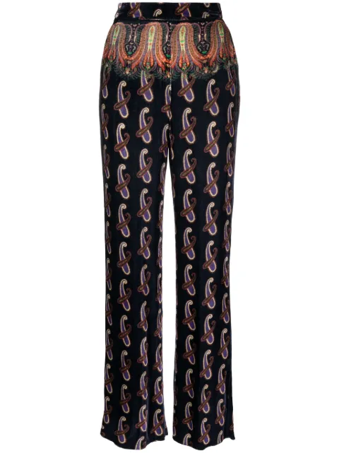 ETRO patterned-jacquard velvet trousers Blue 192075279