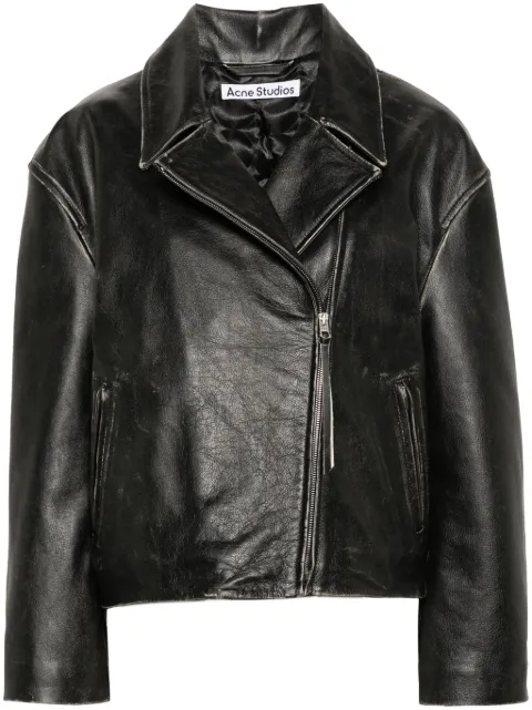 Acne Studios distressed-effect biker jacket Black A70170