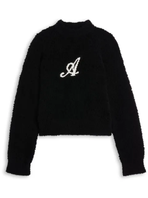 Axel Arigato logo-intarsia brushed jumper Black A1435003