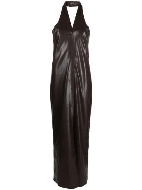 Nanushka halterneck faux-leather dress Brown NW23PFDR00878
