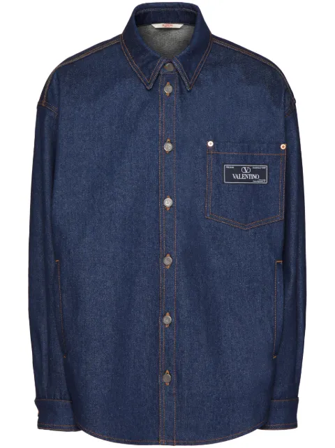 Valentino Garavani logo-appliqué denim shirt Blue VDB02P9YP