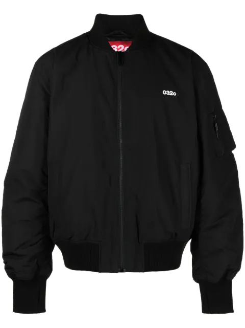 032c logo-print zip-up bomber jacket Black FW23W4010