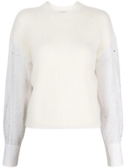 Peserico sheer-sleeve knitted jumper White E89278F07Q9152B01B