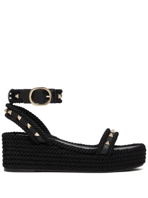 Valentino Garavani Rockstud flatform sandals in calfskin 45mm Black WS0GI3BAE