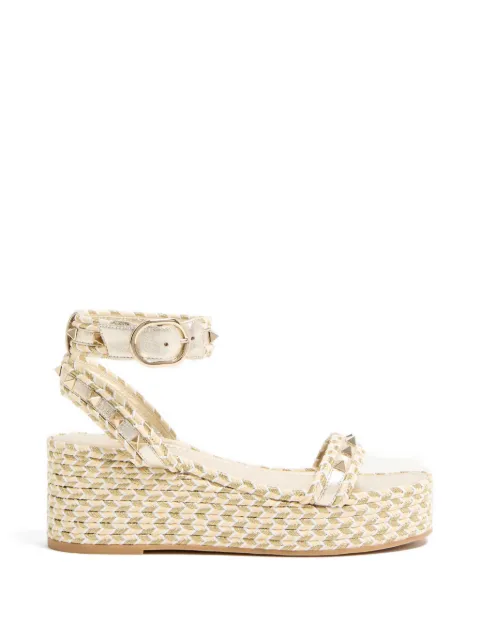 Valentino Garavani Rockstud flatform sandal in laminated nappa leather 45mm Neutrals WS0GI3DYM