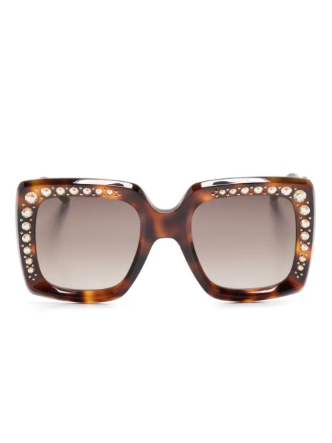 Carolina Herrera logo-print crystal-embellished sunglasses Brown HER0178S
