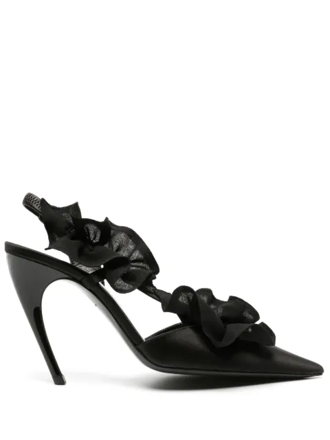 Nensi Dojaka 115mm ruffle-detail satin pumps Black ND41045A18040