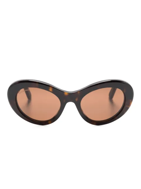 Balenciaga Eyewear logo-plaque round-frame sunglasses Brown BB0294S002