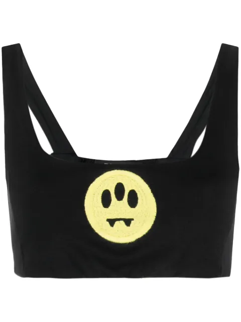 BARROW smiley-face jersey fleece cropped top Black F3BWWOTO129