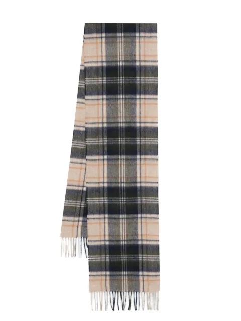 Barbour tartan-pattern fringed scarf Neutrals USC0137BE51