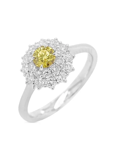 HYT Jewelry white and yellow diamond ring Silver R193HR