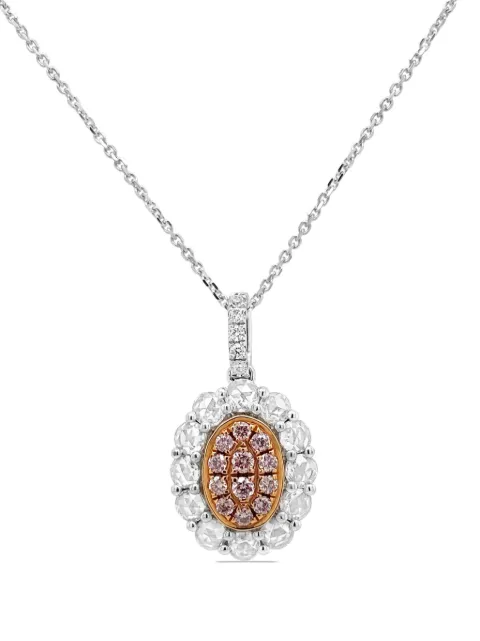 HYT Jewelry platinum white and pink diamond necklace Silver P153HR
