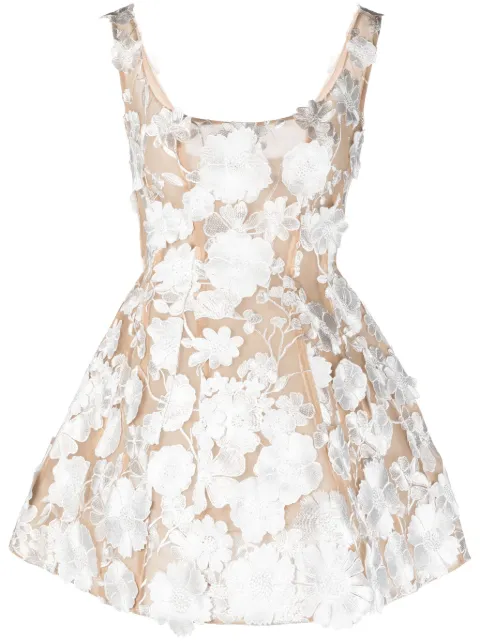 Bronx and Banco floral-lace sleeveless mini dress White BB18002
