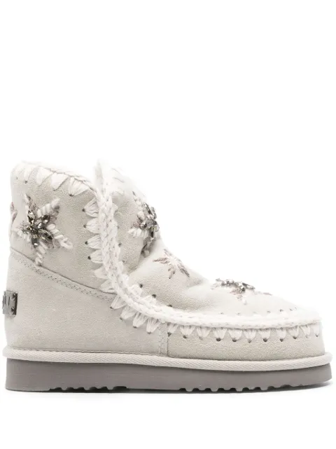 Mou star-embroidered moccasin ankle boots Grey MUFW101077A
