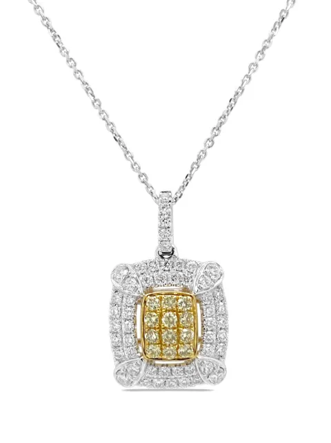HYT Jewelry platinum yellow and white diamond necklace Silver P176HR