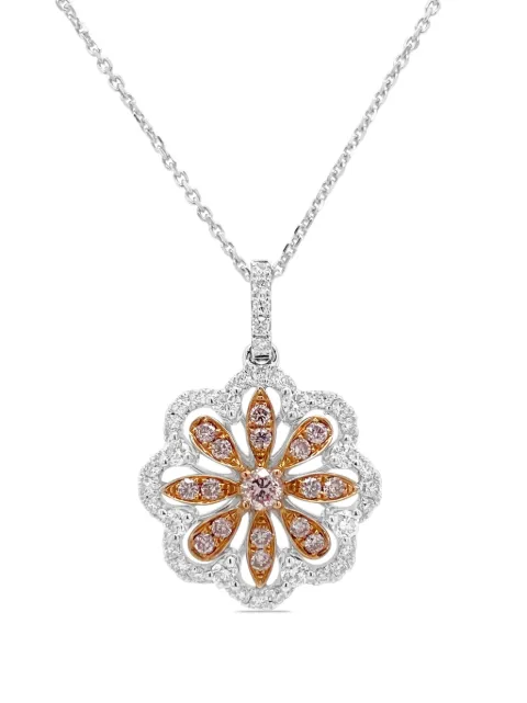HYT Jewelry platinum pink and white diamond necklace Silver P150HR