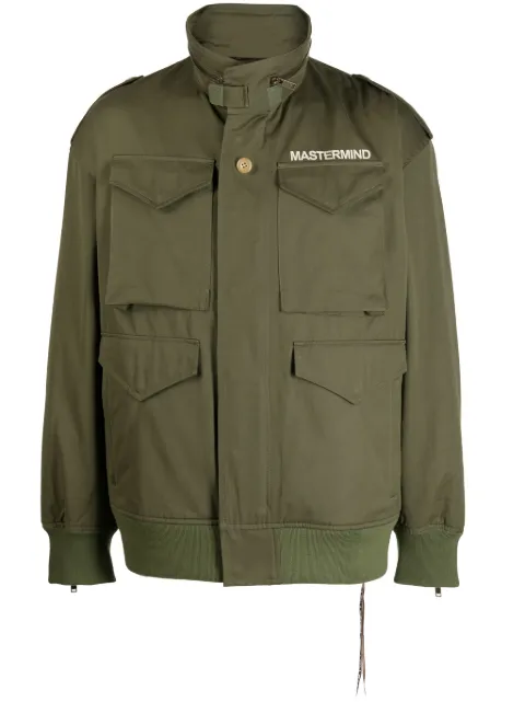 Mastermind Japan logo-print zip-detail jacket Green MJ23E11BL021001OLV