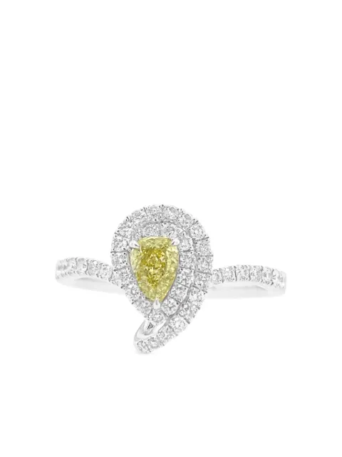 HYT Jewelry yellow and white diamond ring Silver R197HR
