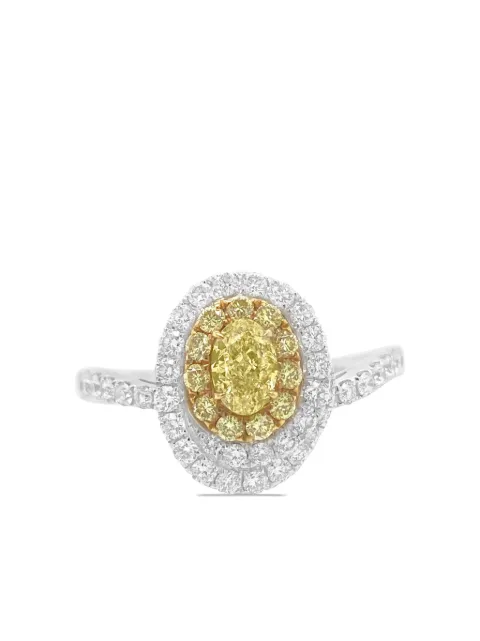 HYT Jewelry yellow and white diamond ring Silver R210HR