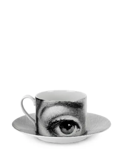 Fornasetti Tema E Variazioni N1 teacup and saucer Black P39X001