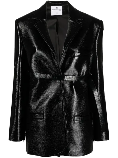 Courrèges strap-detail patent-finish jacket Black 323CVE054VY0014