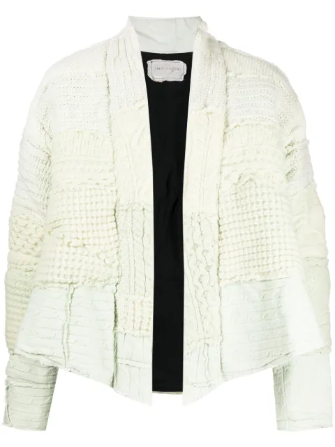 Greg Lauren patchwork-knit wool jacket Green GM035