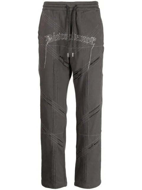 Children Of The Discordance logo-embroidered distressed track pant Grey COTDPT015B