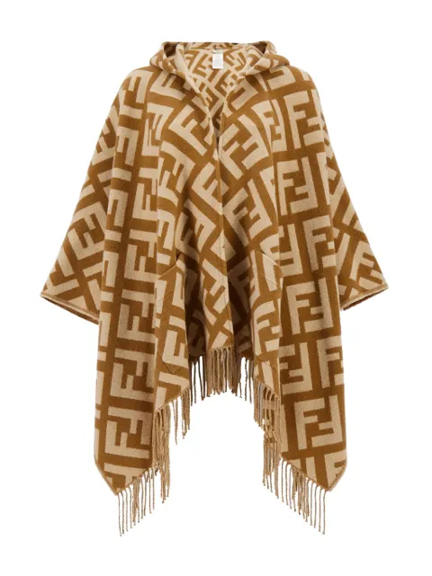 FENDI jacquard cashmere poncho Brown FXX711AEOS