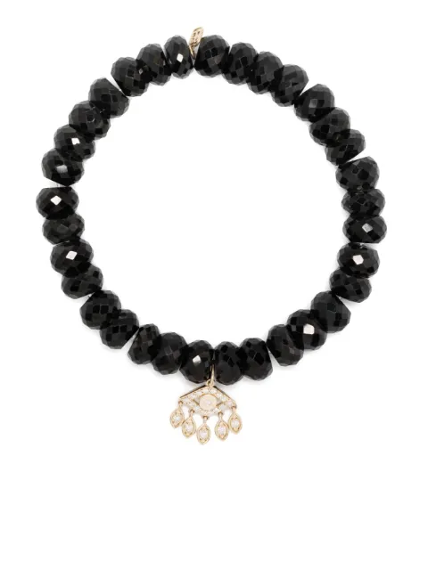 Sydney Evan 14kt gold Tear Drops Evil Eye multi-stone bracelet Black CJP2937Y778