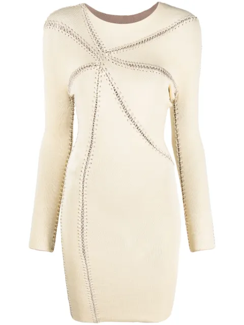 Isa Boulder Starfish whipstitch-detail midi dress Neutrals PF23WHDR09