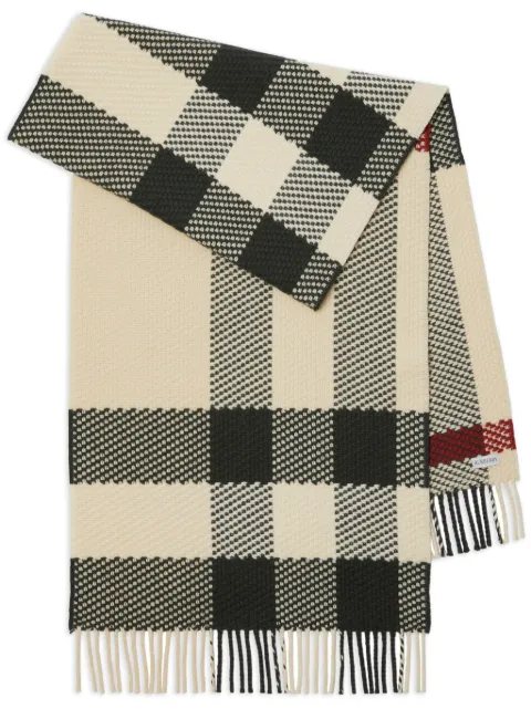 Burberry check-pattern wool scarf Neutrals 8079240