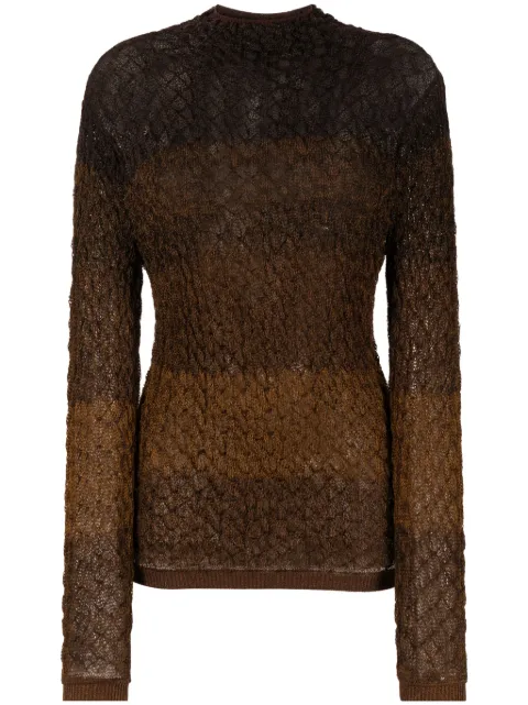 Isa Boulder shirred-effect striped jumper Brown PF23WTP14