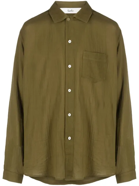 Séfr Leo long-sleeve cotton shirt Green LEOSHIRT
