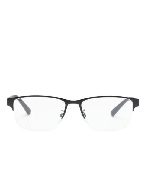 Emporio Armani logo-engraved rectangle-frame glasses Black EA1138