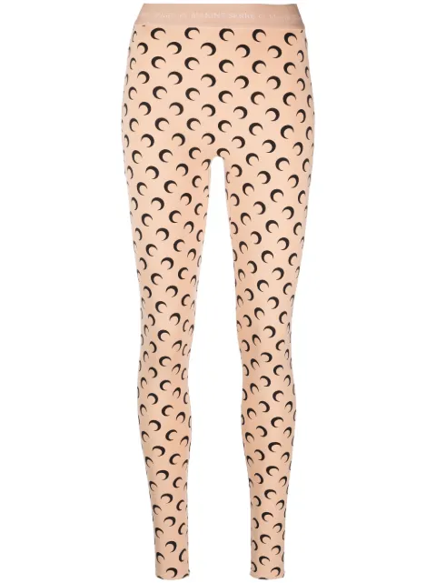 Marine Serre Moon-print leggings Neutrals WPA111CJER0001