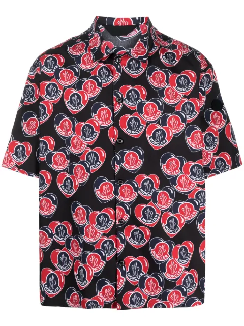 Moncler Heart logo-print cotton shirt Blue I20912F000065979Y