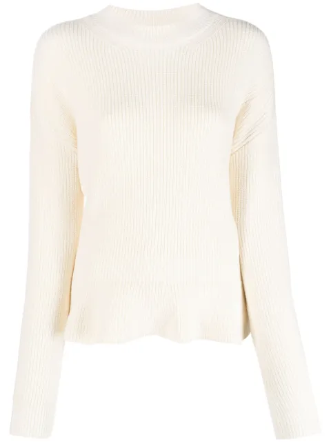 Chloé peplum-hem ribbed-knit jumper Neutrals CHC23AMP15630