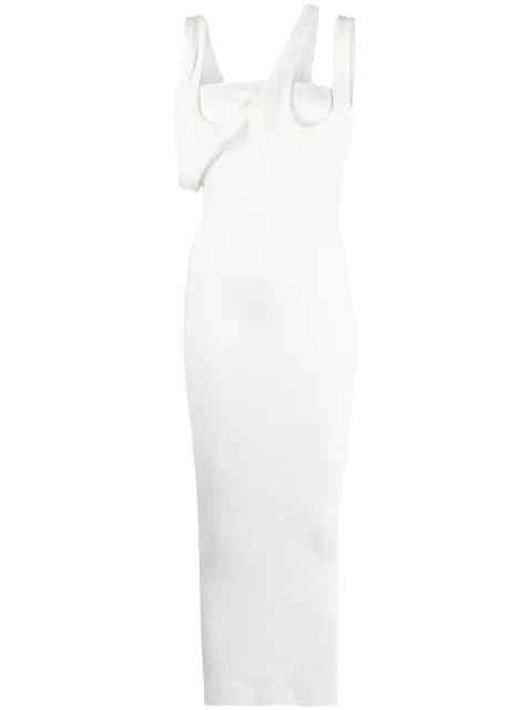 The Attico asymmetric-neckline ribbed dress White 246WCM125J043