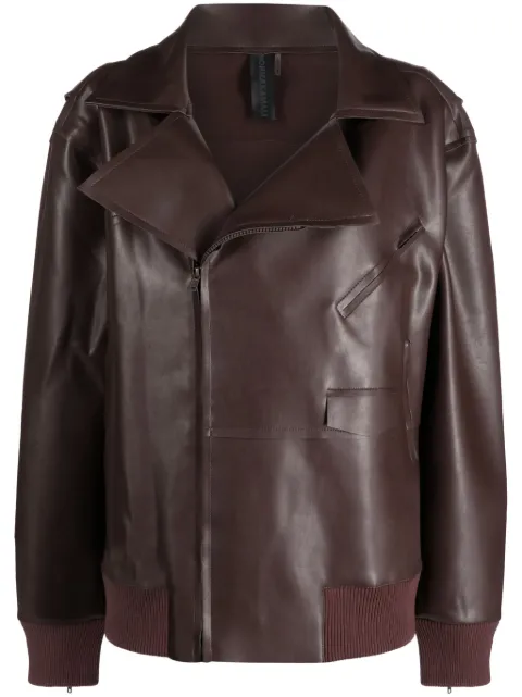 Norma Kamali oversized zip-up biker jacket Brown ST3234LV054028