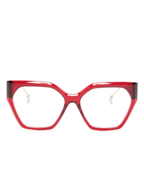 Philipp Plein Eyewear logo-plaque square-frame glasses Red VPP068S
