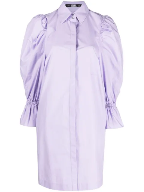 Karl Lagerfeld puff-sleeve organic-cotton shirt dress Purple 230W1302066