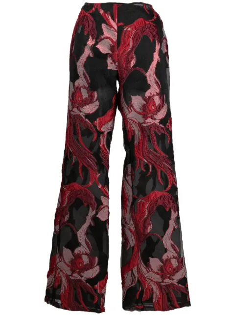 Alberta Ferretti floral-appliqué straight-leg trousers Black A03205136